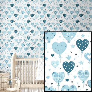 Cute Pale Mid Dark Blue Balloon Love Hearts Wallpaper