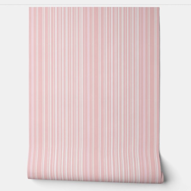 Cute Pale Pink Candy Striped Wallpaper (Unrolling)