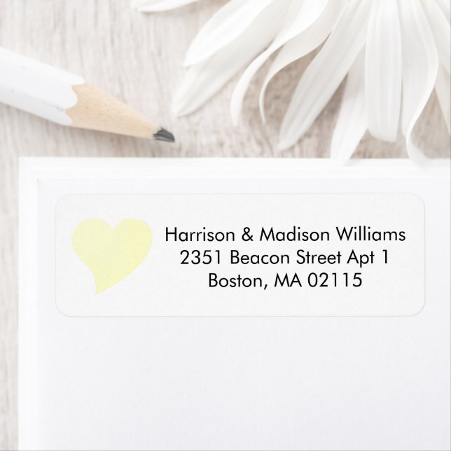Cute pale yellow heart custom Return Address  (Insitu)