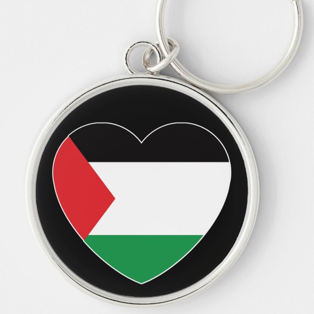 cute palestine flag heart graphic design keychain (Front)