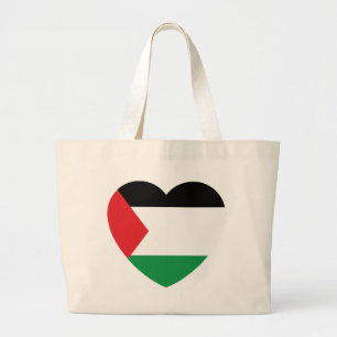 cute palestine flag heart graphic design large tote bag