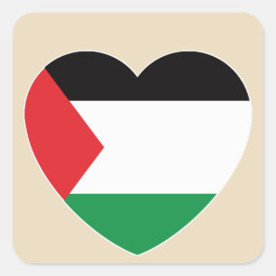 cute palestine flag heart graphic design square sticker