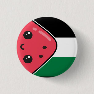 Cute Palestine flag with watermelon-Free Palestin  3 Cm Round Badge