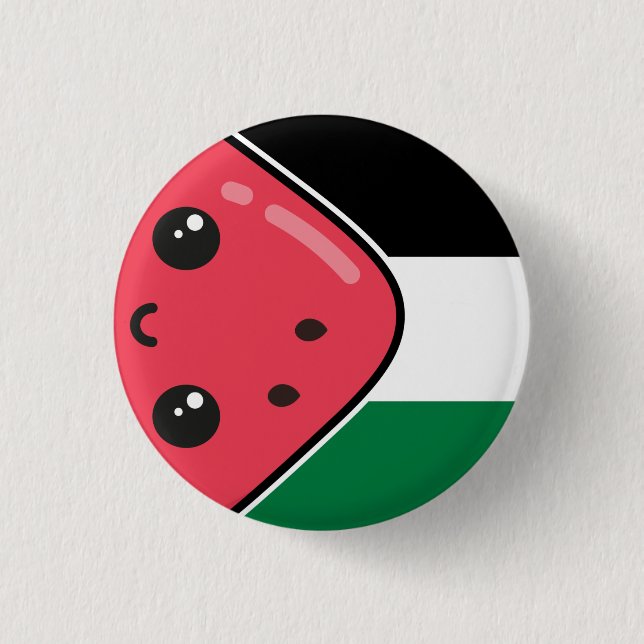 Cute Palestine flag with watermelon-Free Palestin  3 Cm Round Badge (Front)