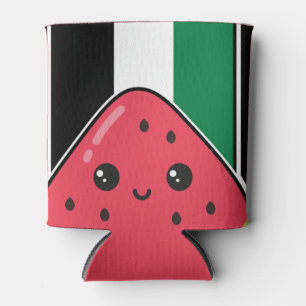 Cute Palestine flag with watermelon-Free Palestin Can Cooler