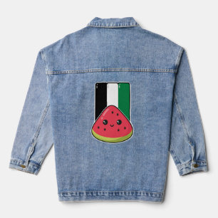 Cute Palestine flag with watermelon-Free Palestin  Denim Jacket