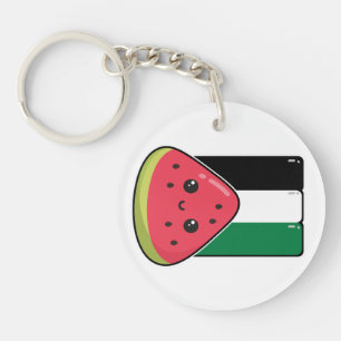 Cute Palestine flag with watermelon-Free Palestin Key Ring
