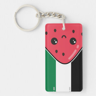 Cute Palestine flag with watermelon-Free Palestin Key Ring