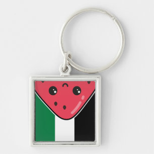 Cute Palestine flag with watermelon-Free Palestin Key Ring