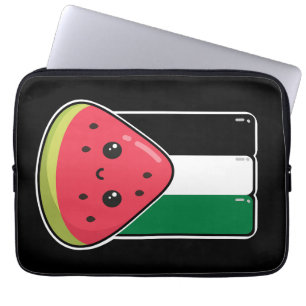 Cute Palestine flag with watermelon-Free Palestin Laptop Sleeve