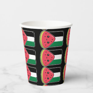 Cute Palestine flag with watermelon-Free Palestin  Paper Cups