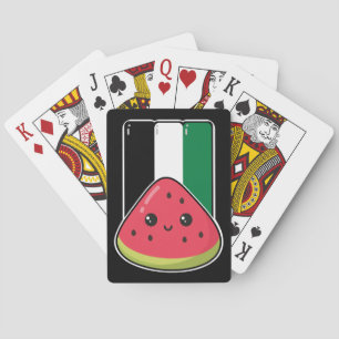 Cute Palestine flag with watermelon-Free Palestin Playing Cards
