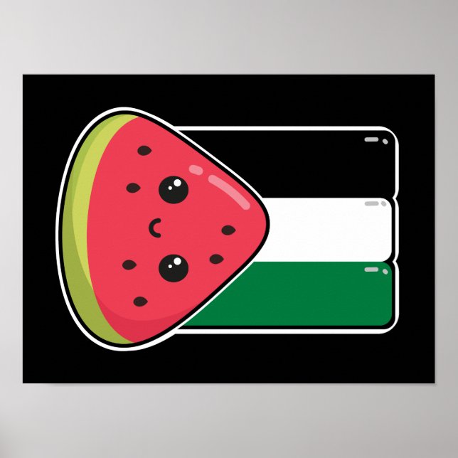 Cute Palestine flag with watermelon-Free Palestin  Poster (Front)