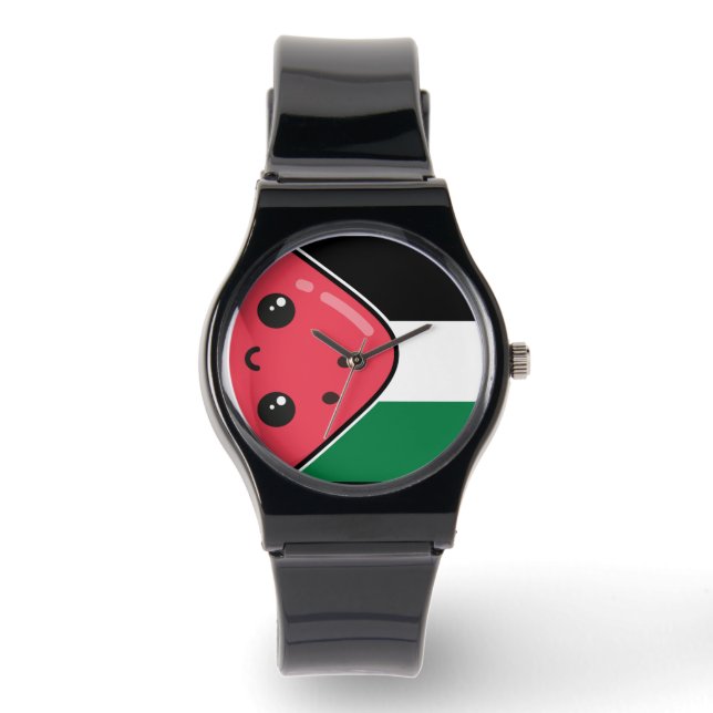 Cute Palestine flag with watermelon-Free Palestin  Watch (Front)
