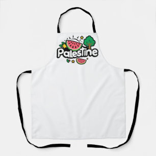 Cute Palestine word surrounded by watermelons tree Apron