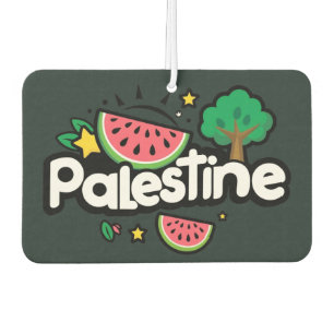 Cute Palestine word surrounded by watermelons tree Car Air Freshener