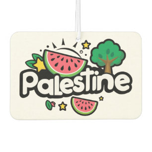 Cute Palestine word surrounded by watermelons tree Car Air Freshener