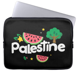 Cute Palestine word surrounded by watermelons tree Laptop Sleeve