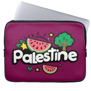 Cute Palestine word surrounded by watermelons tree Laptop Sleeve