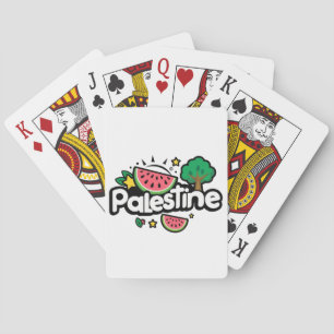 Cute Palestine word surrounded by watermelons tree Playing Cards