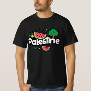 Cute Palestine word surrounded by watermelons tree T-Shirt
