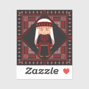 cute Palestinian girl Embroidery red tatreez