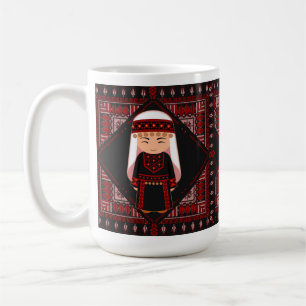cute Palestinian girl Embroidery red tatreez   Coffee Mug