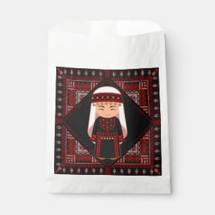 cute Palestinian girl Embroidery red tatreez   Favour Bags