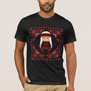 cute Palestinian girl Embroidery red tatreez T-Shirt