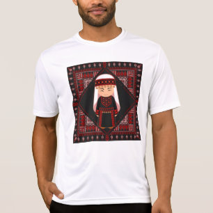cute Palestinian girl Embroidery red tatreez T-Shirt