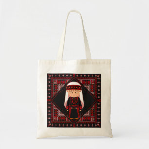 cute Palestinian girl Embroidery red tatreez Tote Bag