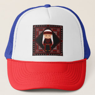 cute Palestinian girl Embroidery red tatreez Trucker Hat