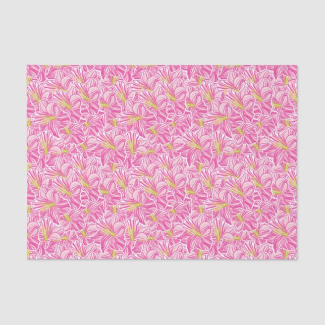 Cute Palm Beach Tropical Pink Hibiscus Flowers Tissue Paper (Front)