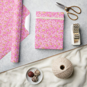Cute Palm Beach Tropical Pink Hibiscus Flowers Wrapping Paper