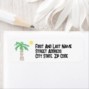 Cute Palm Tree and Beach Cartoon, Fun Sunny Island