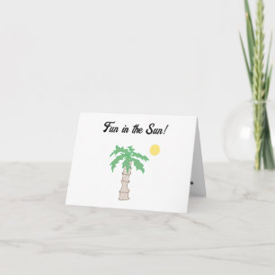 Cute Palm Tree and Beach Cartoon, Fun Sunny Island Card