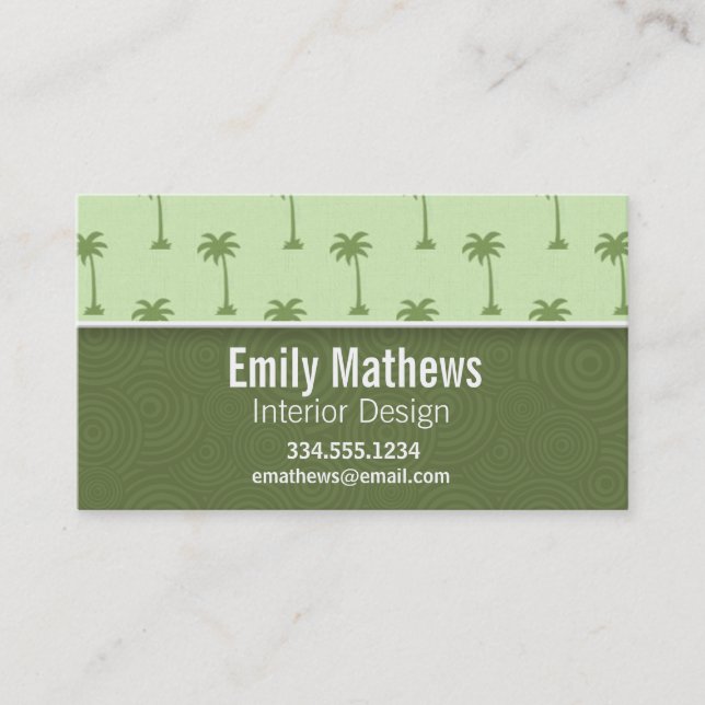 Cute Palm Tree Pattern Business Card (Front)
