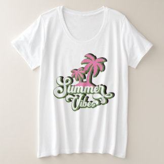 Cute palm tree Summer Vibes word art  Plus Size T-Shirt