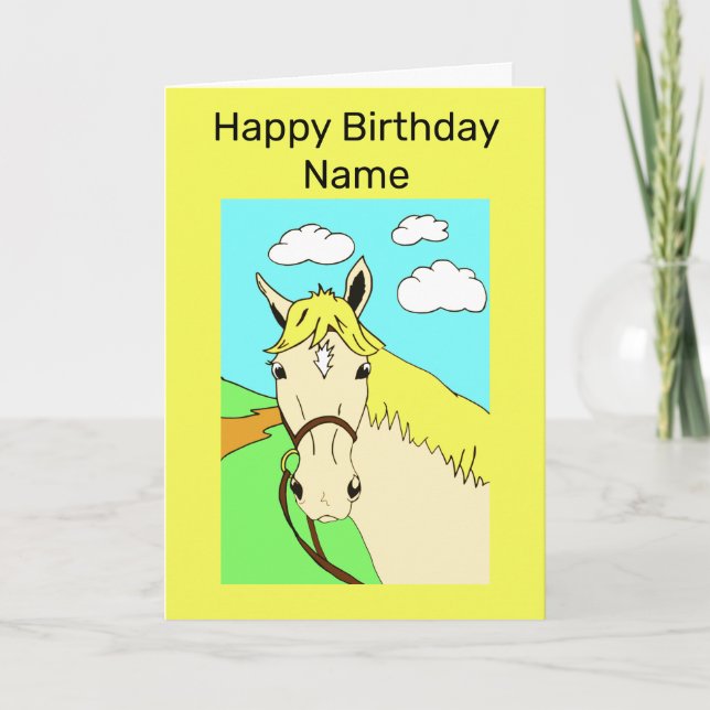 Cute Palomino Pony Happy Birthday Card (Front)