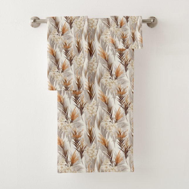 Cute Pampas grass tiled pattern  Bath Towel Set (Insitu)