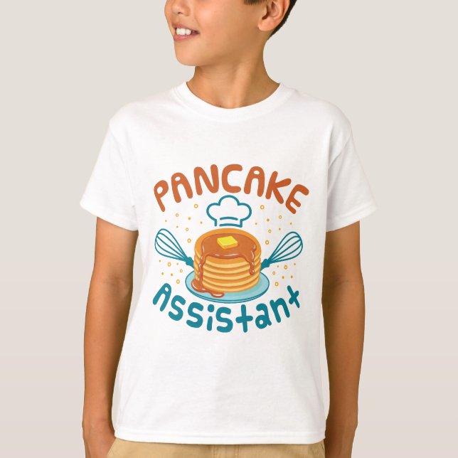 Cute Pancake Assistant Pancakes Maker Kids  T-Shirt (Front)