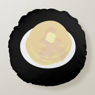 Cute Pancake Dripping Syrup Breakfast Round Cushion