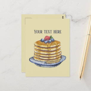 Cute pancake lovers add text postcard