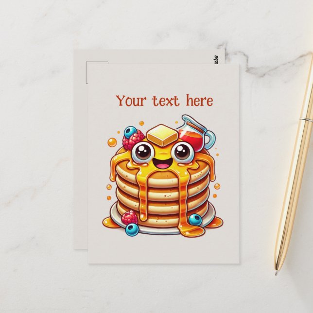 Cute pancake lovers customise  postcard (Front/Back In Situ)