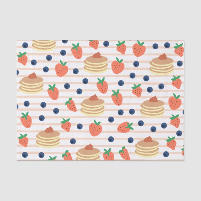 Cute Pancakes and Berries Tissue Paper (Front)