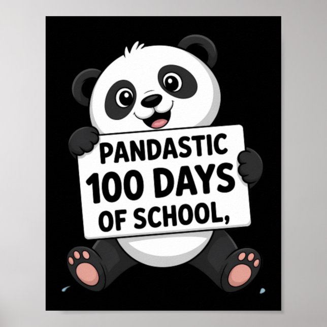 Cute Panda 100 Days At School Poster (Front)