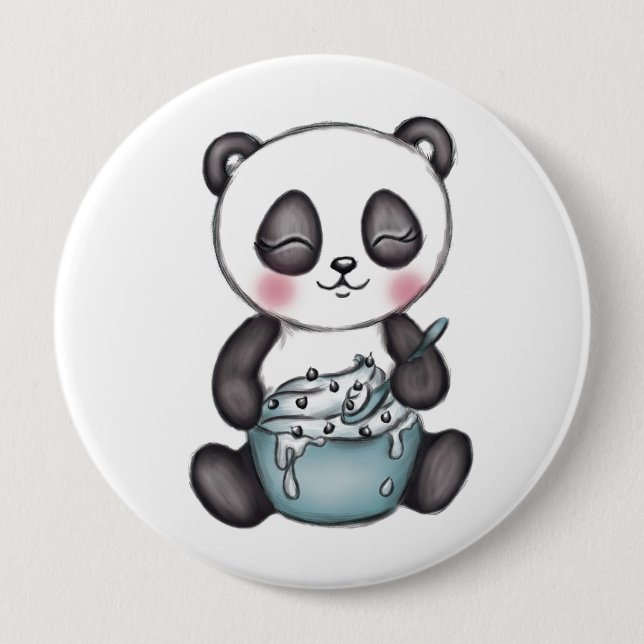 Cute Panda 10 Cm Round Badge (Front)