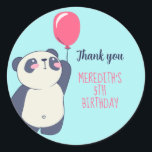 Cute Panda and Balloon Cartoon Kids Birthday Party Classic Round Sticker<br><div class="desc">Cute party favours for kids,  boys or girls who love animals. Perfect for kids birthday party,  party favours and thank you label. You can also customise the text for baby shower or other occasion and party.</div>