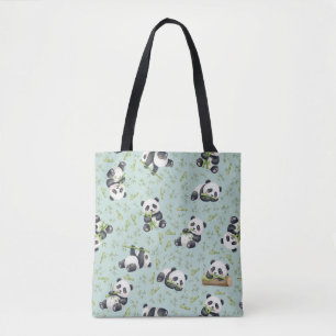 Cute Panda and Bamboo Seamless Pattern Tote Bag