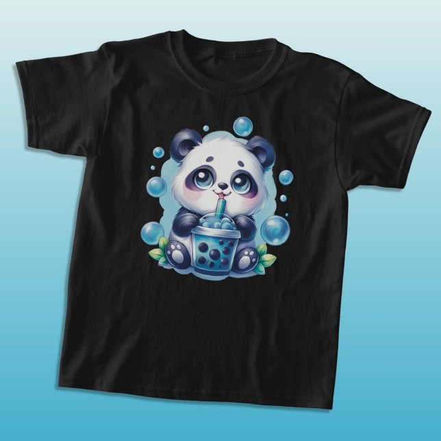 Cute Panda and Blue Boba Bubble Tea T-Shirt (Creator Uploaded)